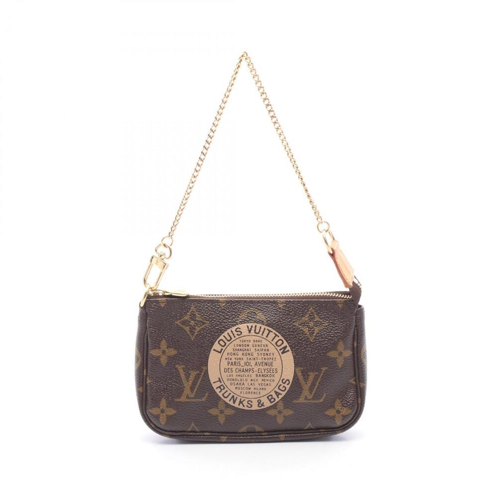 Louis Vuitton Pochette Accessoires Monogram TB Handbag Canvas Leather Brown